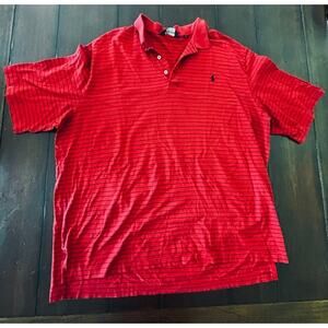 Polo Golf Ralph Lauren Men’s Red Blue Striped Shirt‎ XXL 100% Pima Cotton